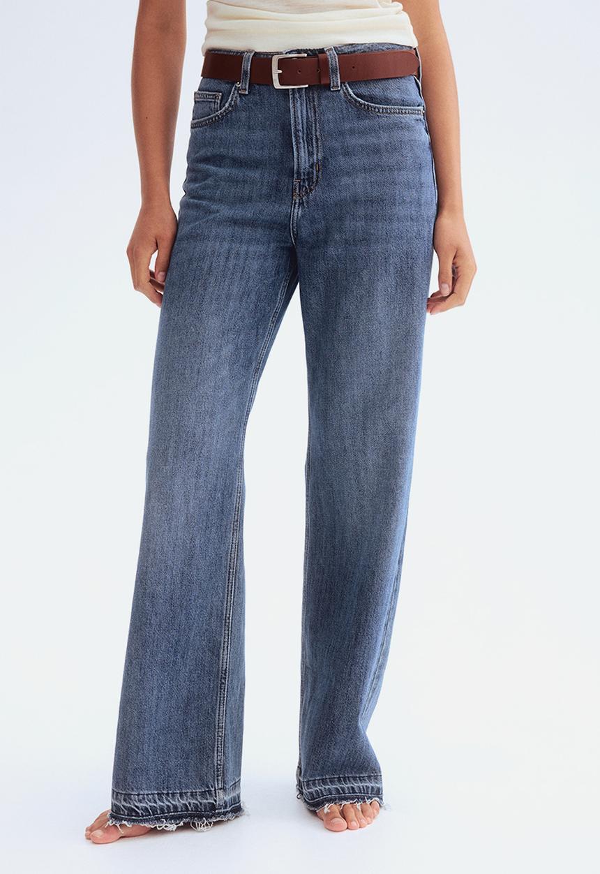 Wide high waist jeans - denim blue - 1222670029