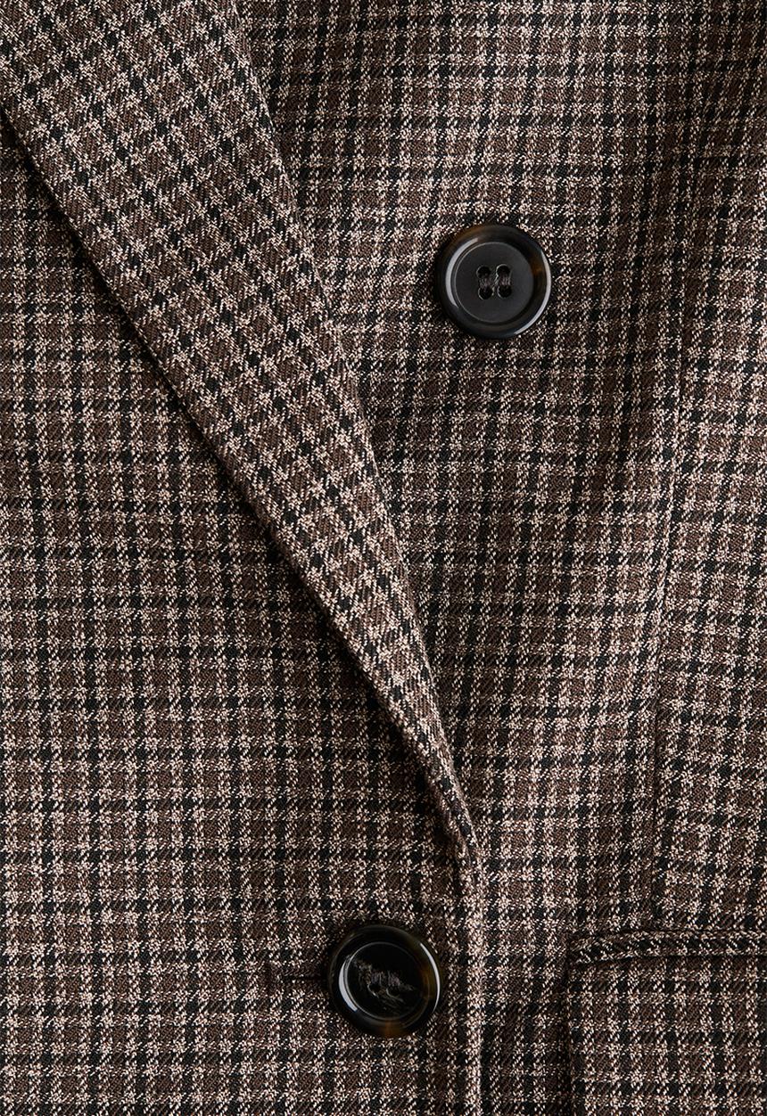 H&M - Double-breasted blazer - dark brown/checked