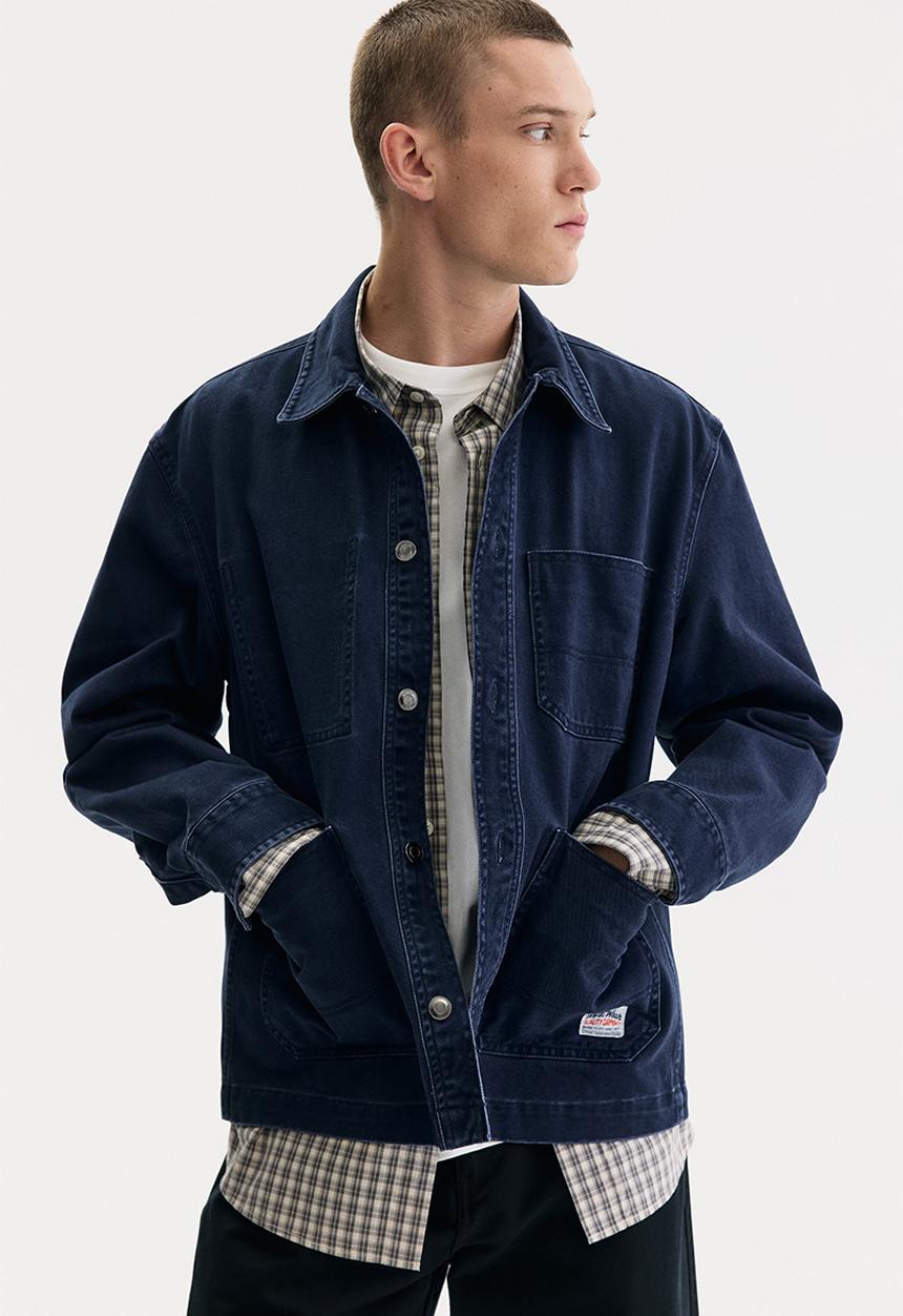 Loose fit utility overshirt - dark blue - 1312569001