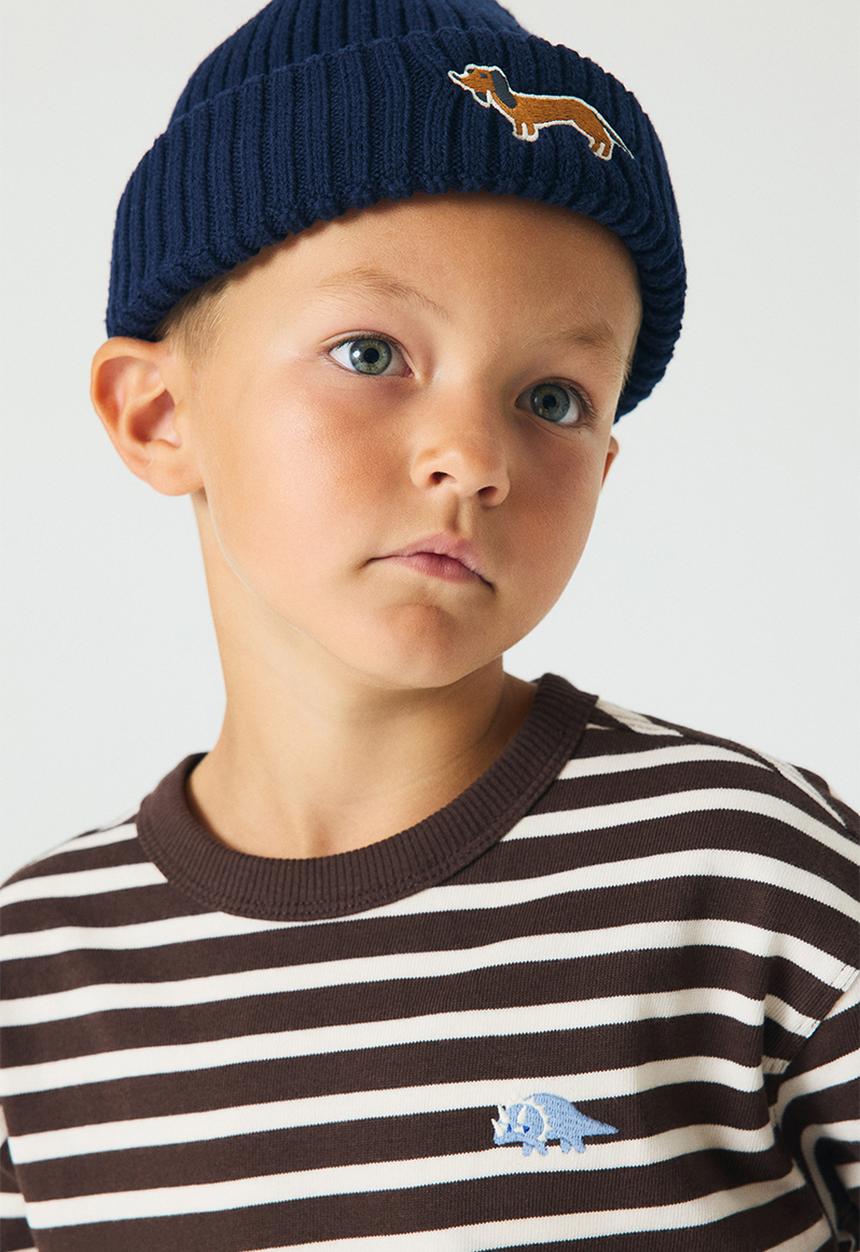 H&M - Long-sleeved cotton T-shirt -  brown/white striped 