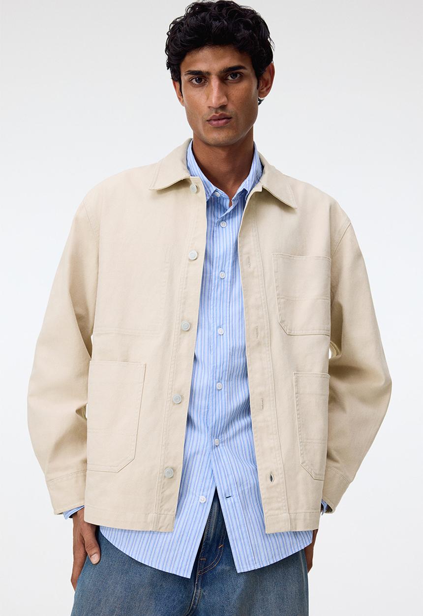 H&M - Loose fit utility overshirt - light beige