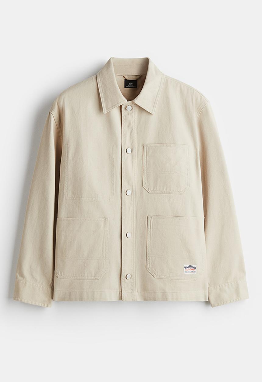 H&M - Loose fit utility overshirt - light beige