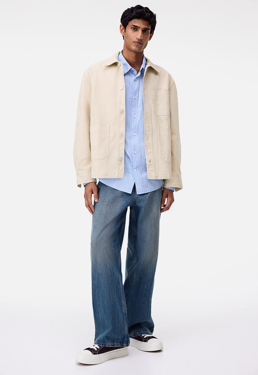 H&M - Loose fit utility overshirt - light beige