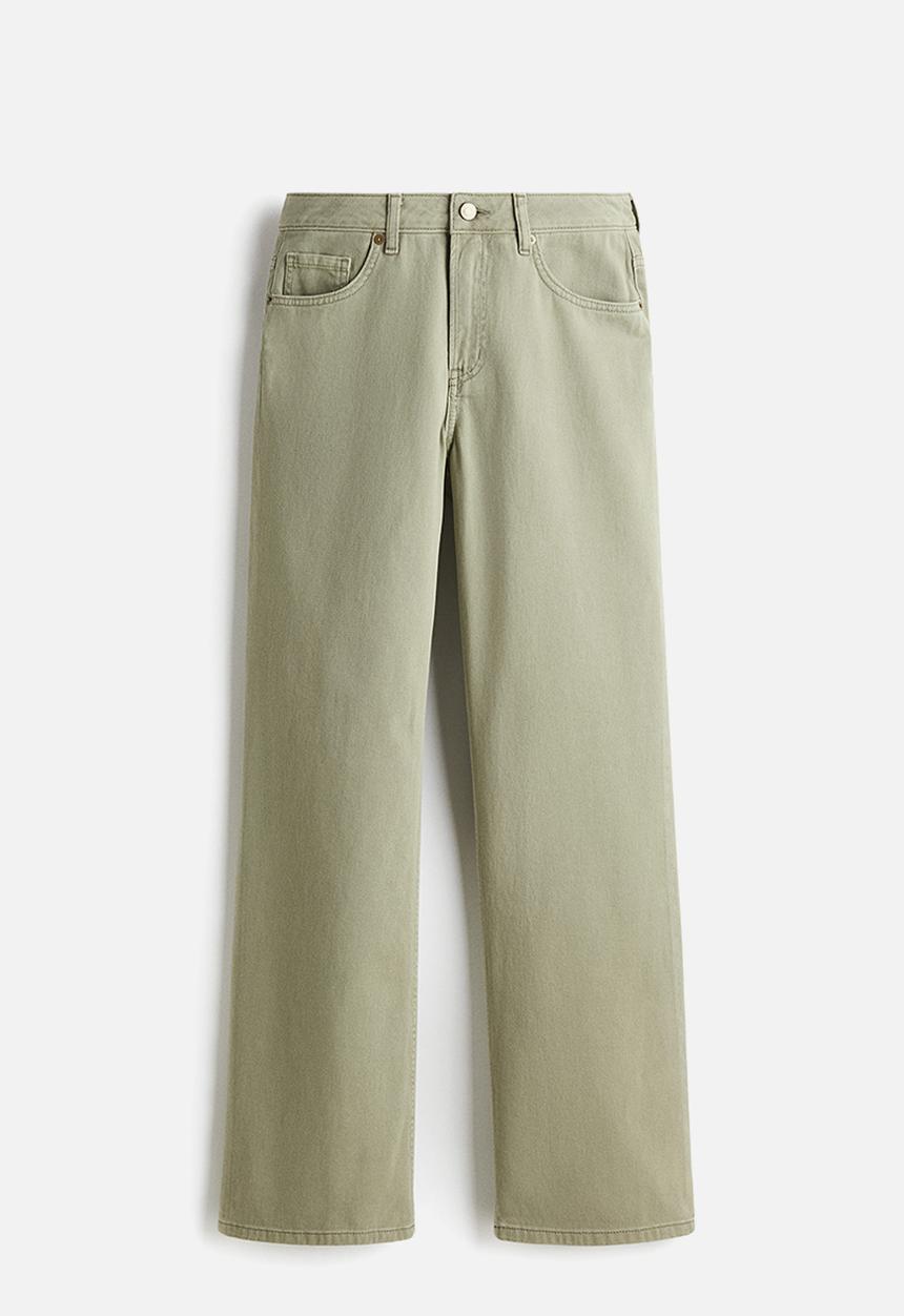 H&M - Wide high jeans - light khaki green