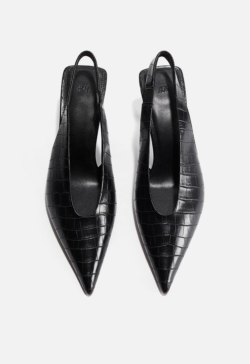 H&M - Pointed slingbacks - black crocodile pattern