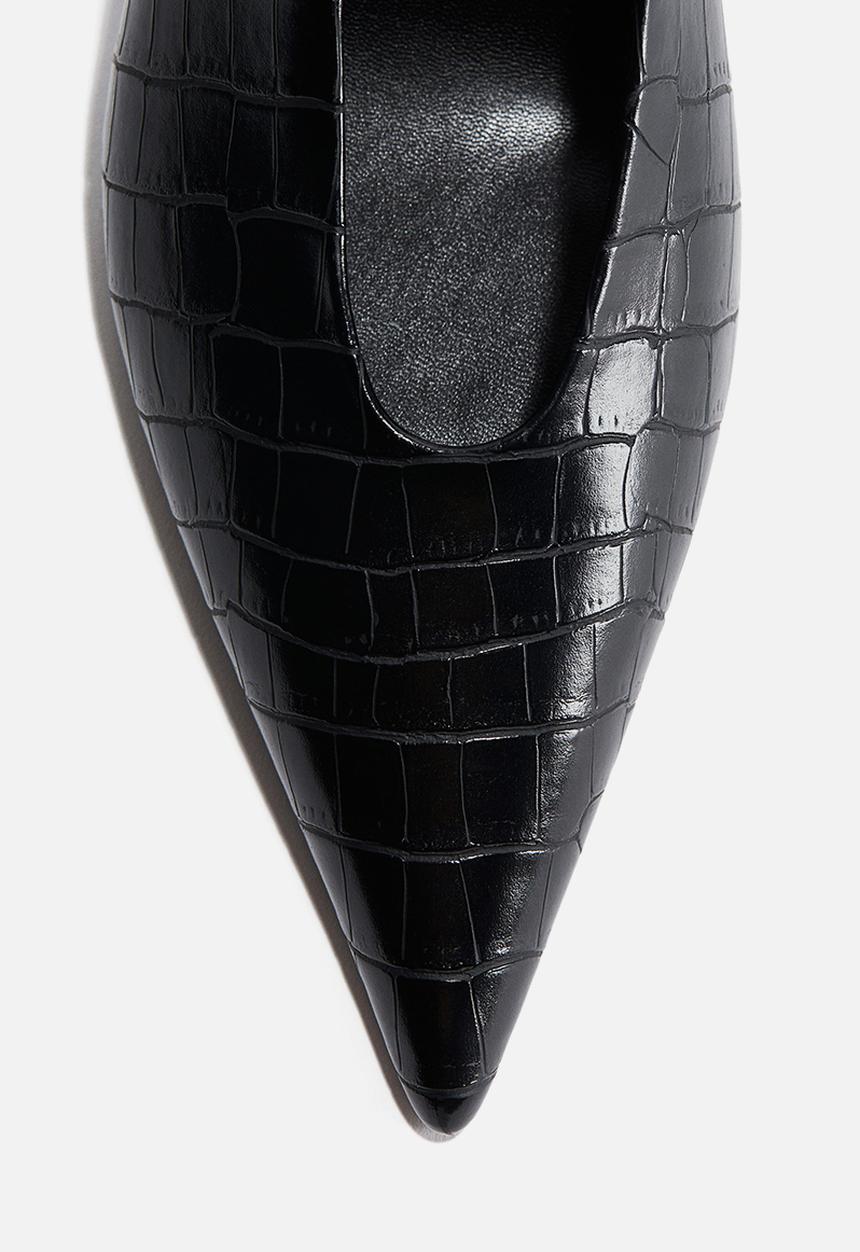 H&M - Pointed slingbacks - black crocodile pattern
