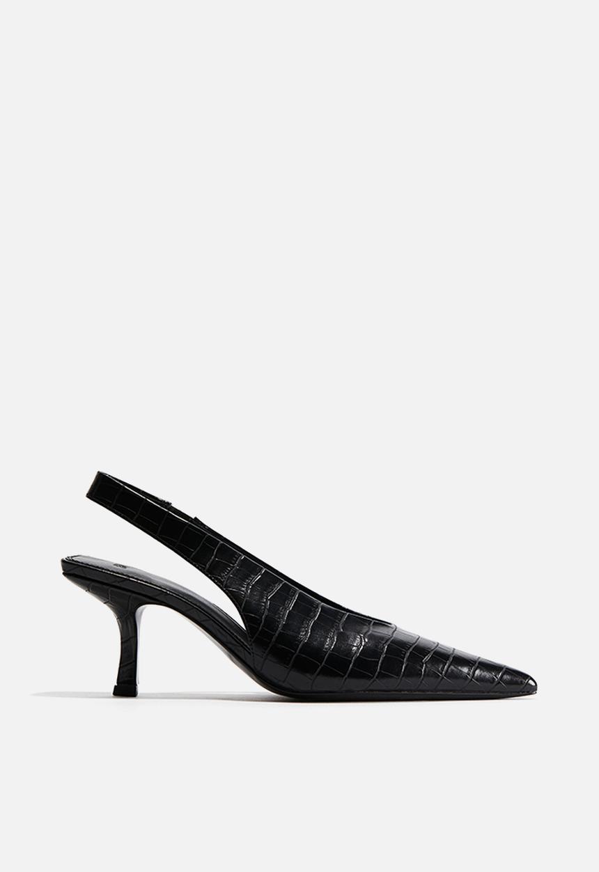 H&M - Pointed slingbacks - black crocodile pattern