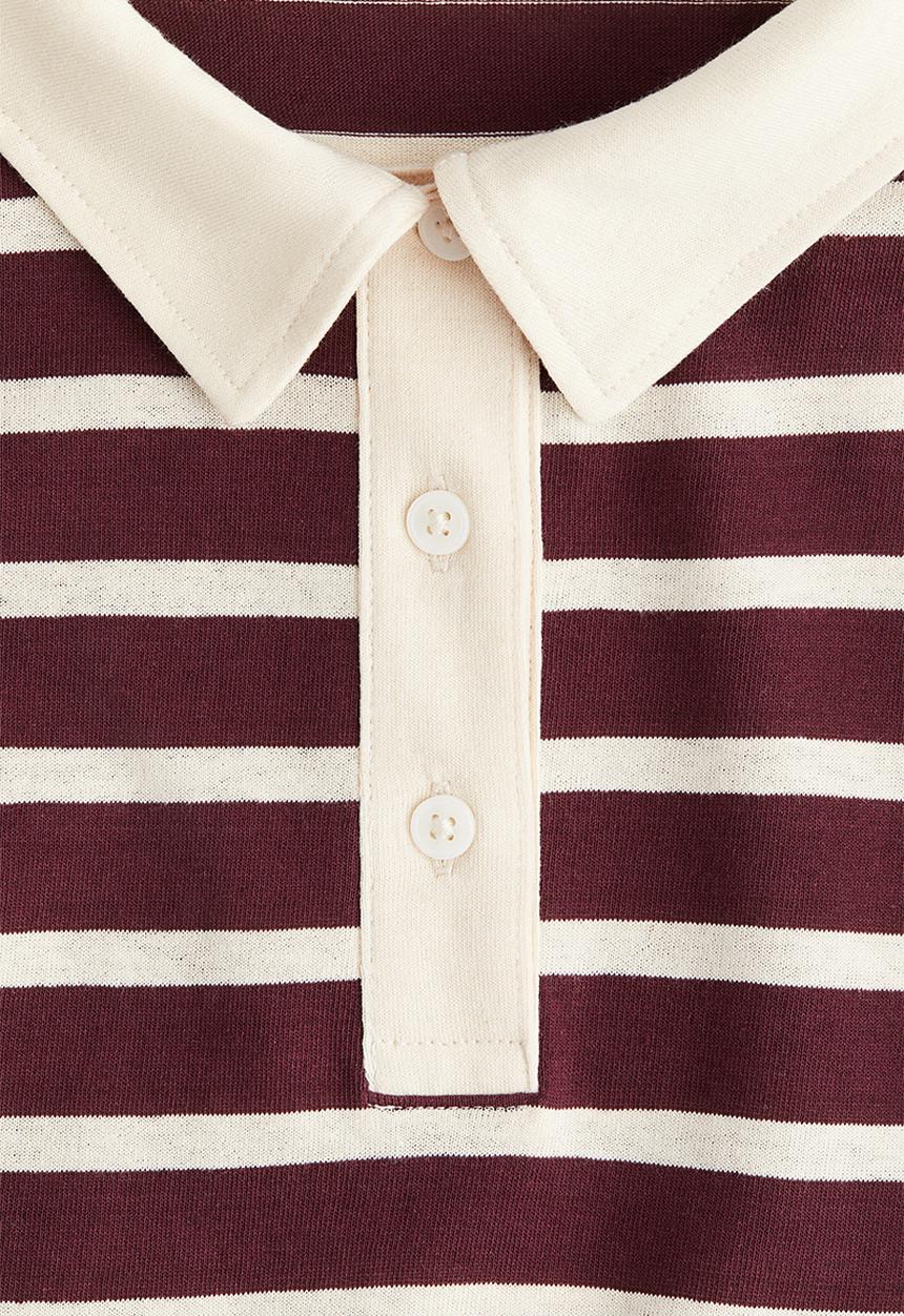 H&M - Cotton polo shirt - burgundy striped