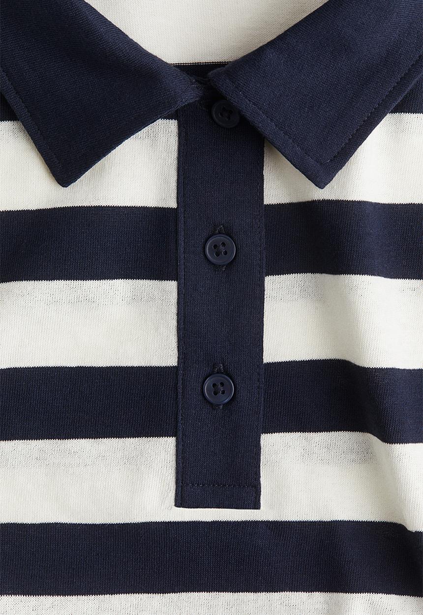 H&M - Cotton polo shirt - white & dark blue striped