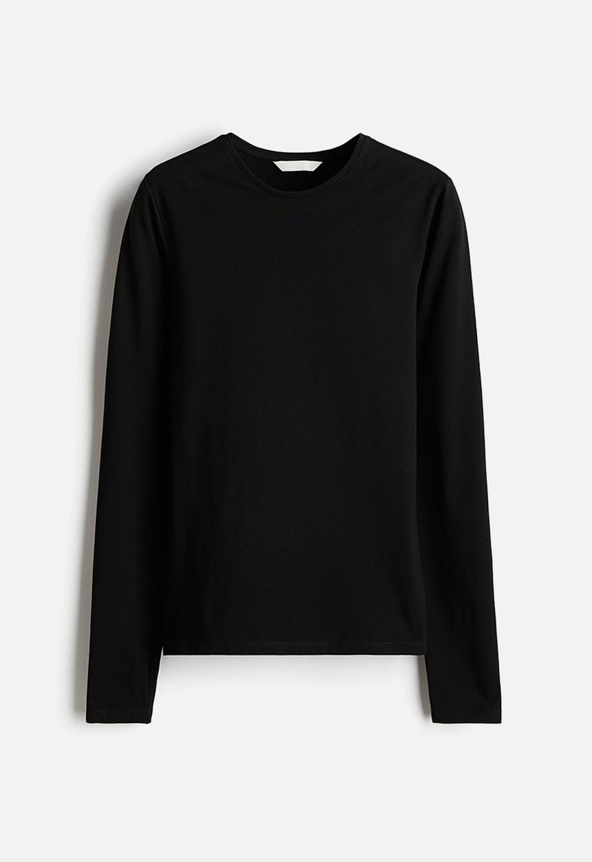 H&M - Fitted cotton top - black