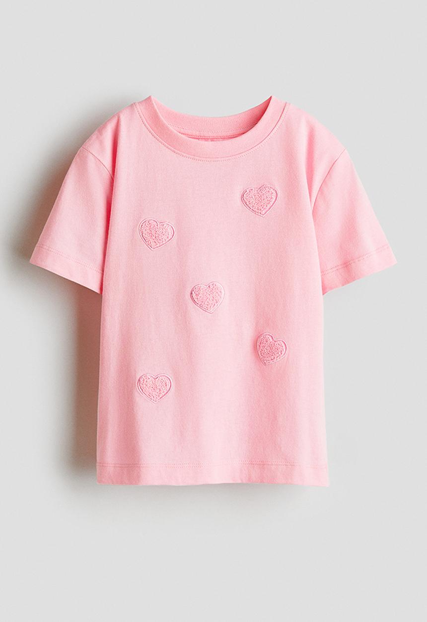 H&M - Cotton T-shirt - pink/hearts