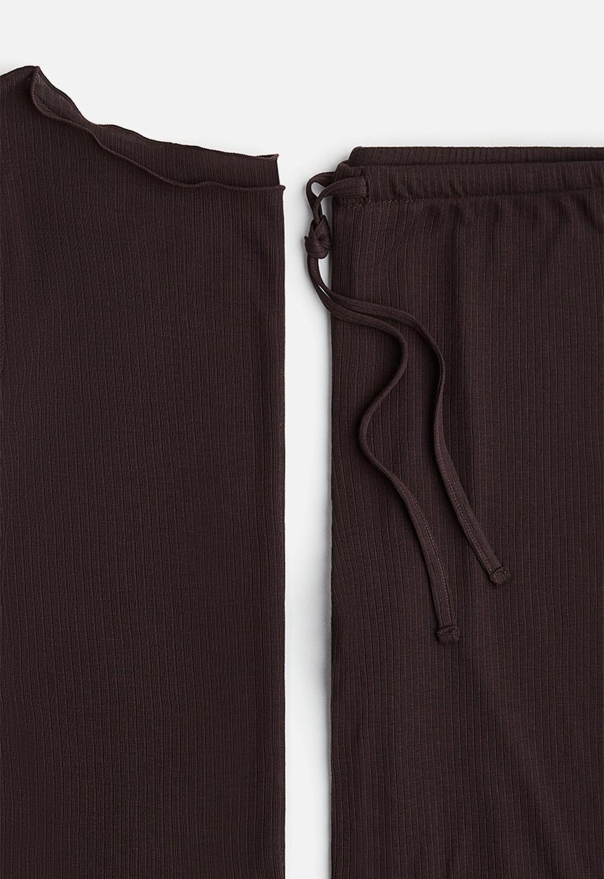 H&M - Ribbed pyjamas - dark brown