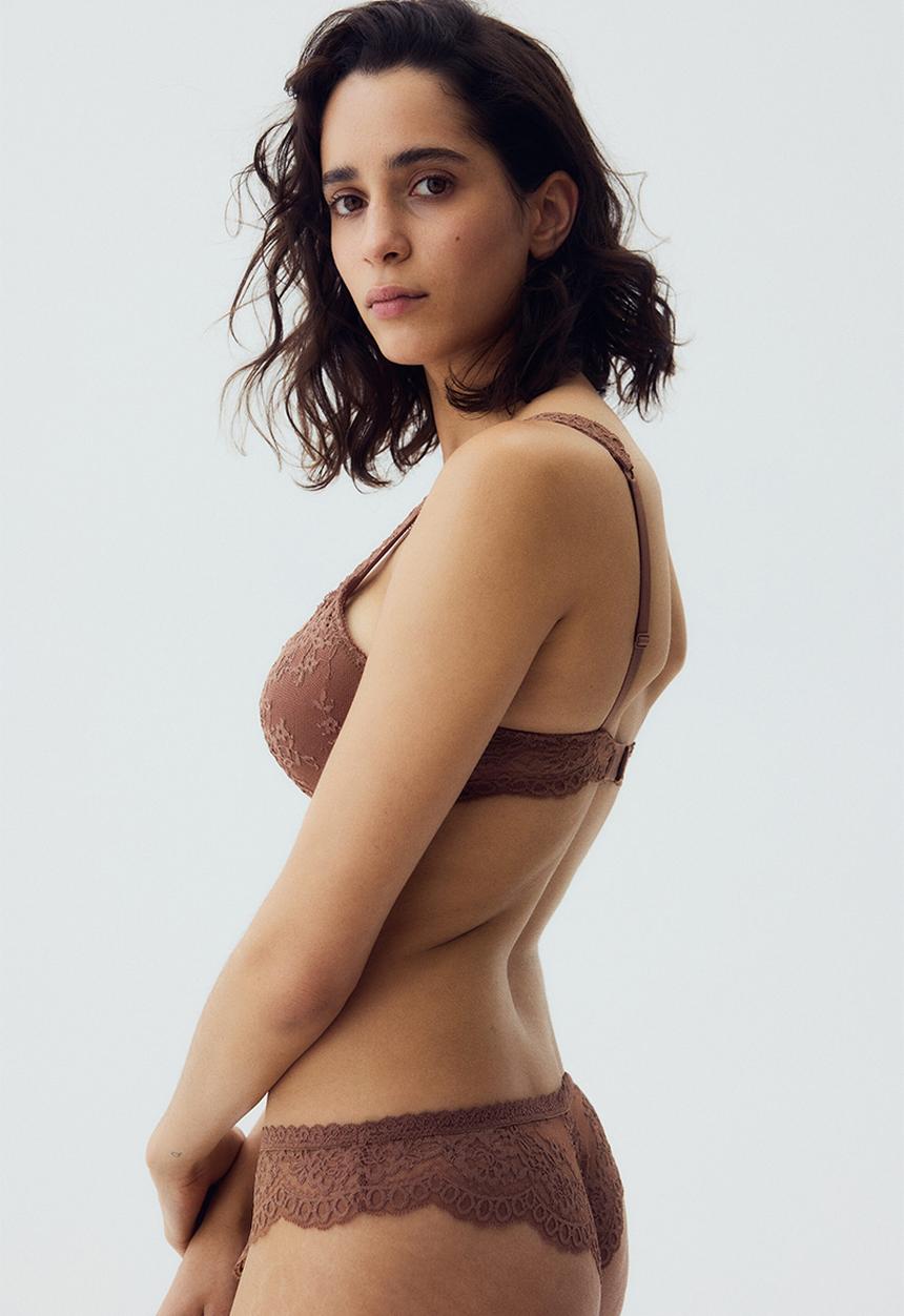 H&M - 2-Pack lace brazilian briefs - brown