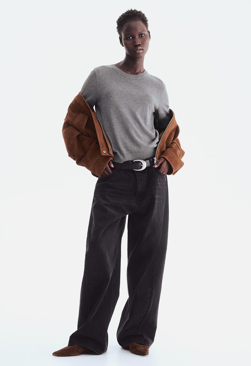 H&M - Fine-knit top - grey marl