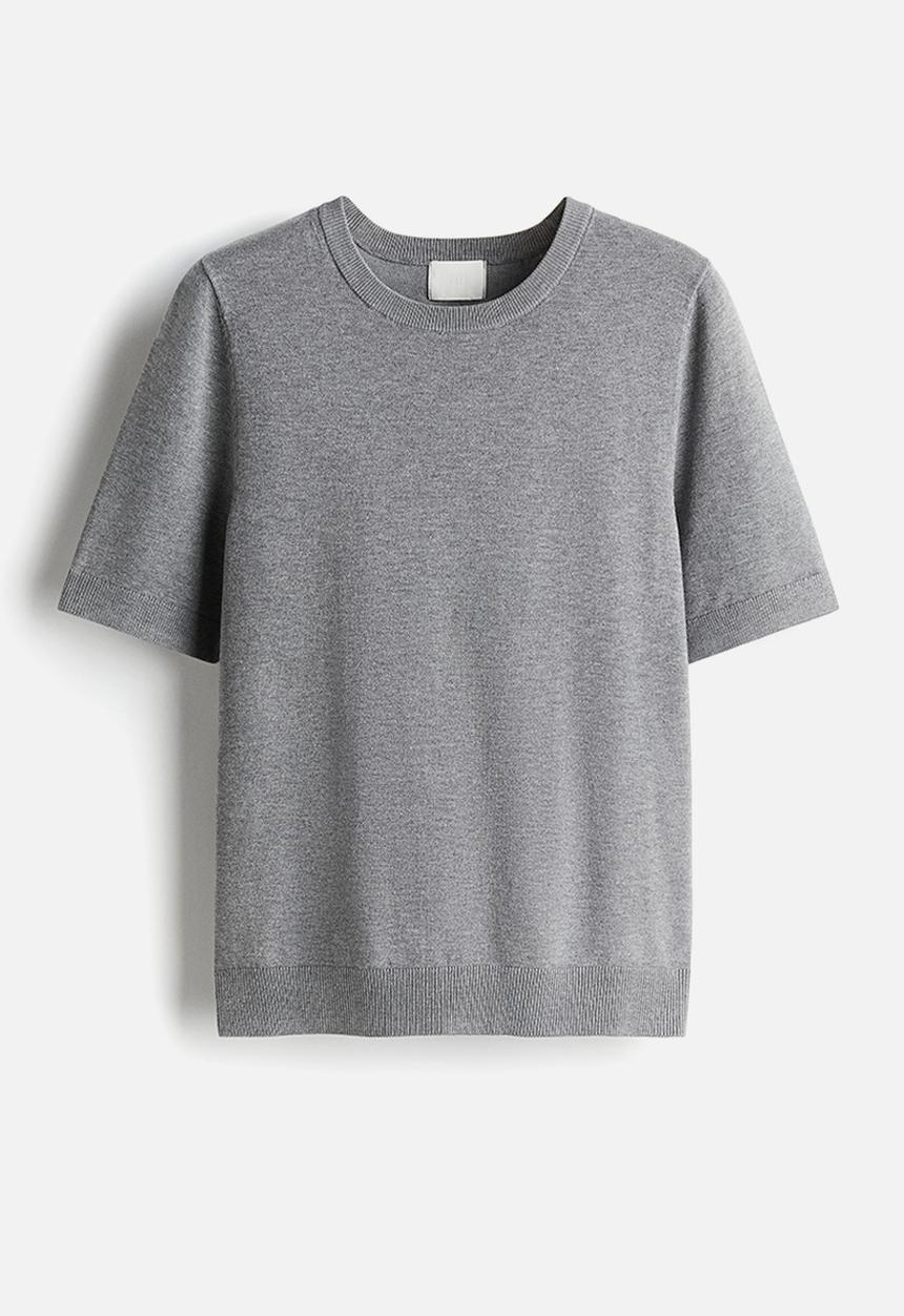 H&M - Fine-knit top - grey marl