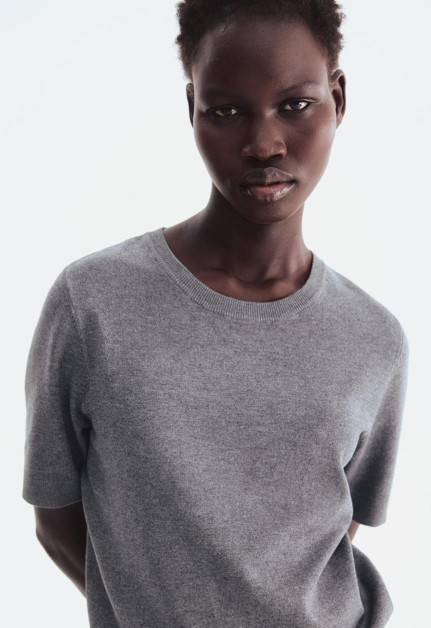 H&M - Fine-knit top - grey marl