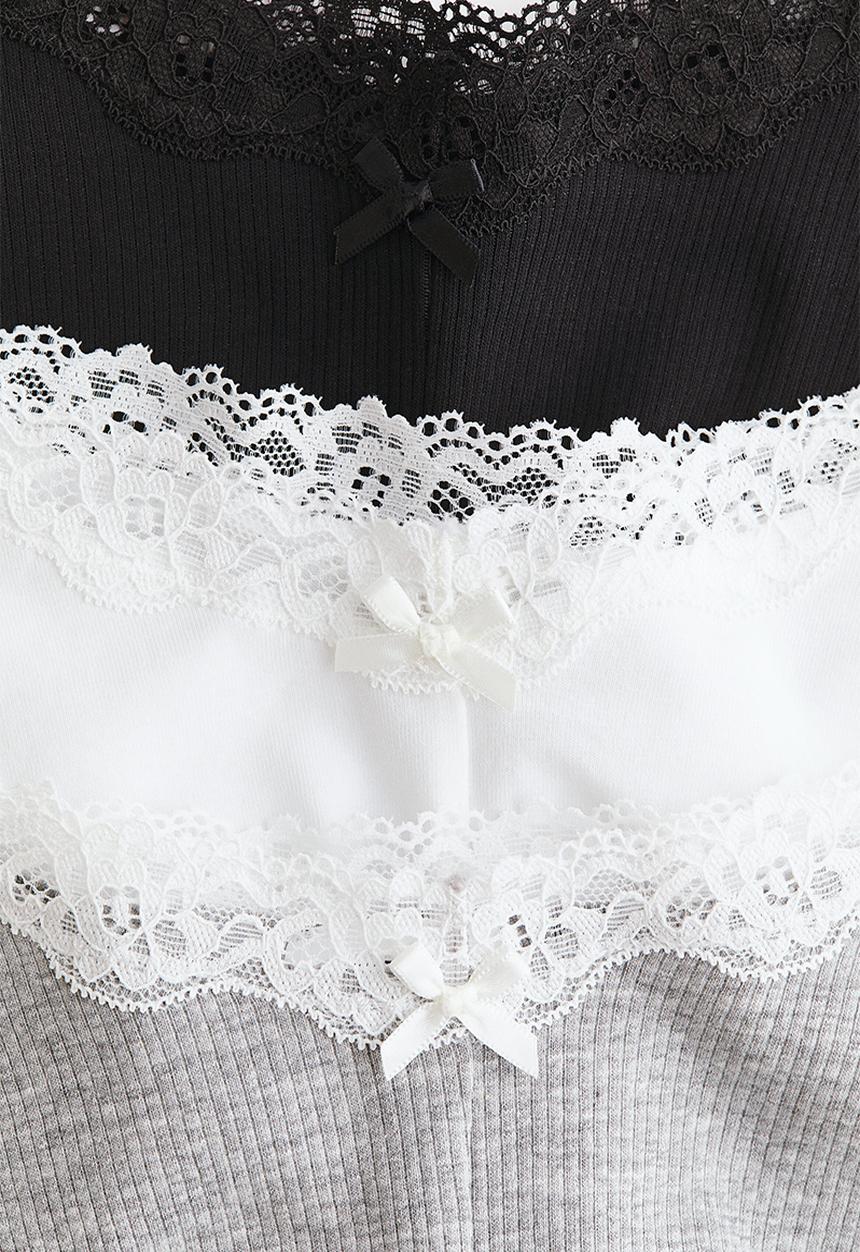 H&M - 3-Pack cotton and lace hipster briefs - grey