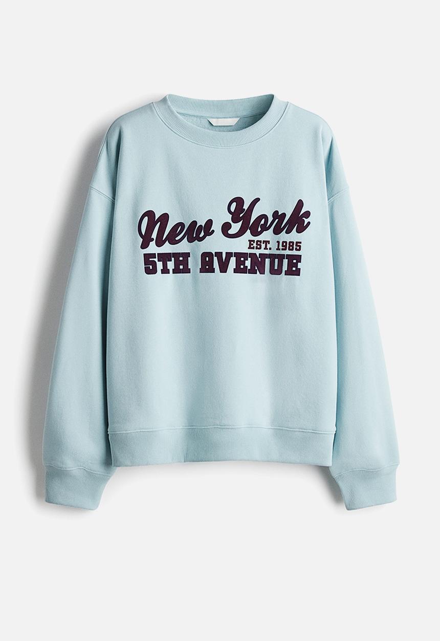 H&M - Text-motif sweatshirt - light blue new york