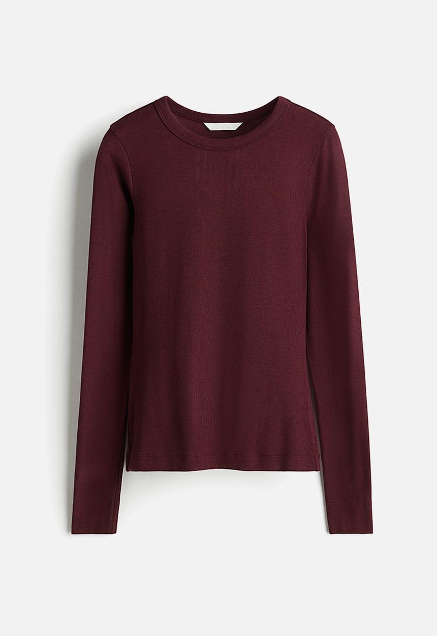 H&M - Ribbed top - burgundy