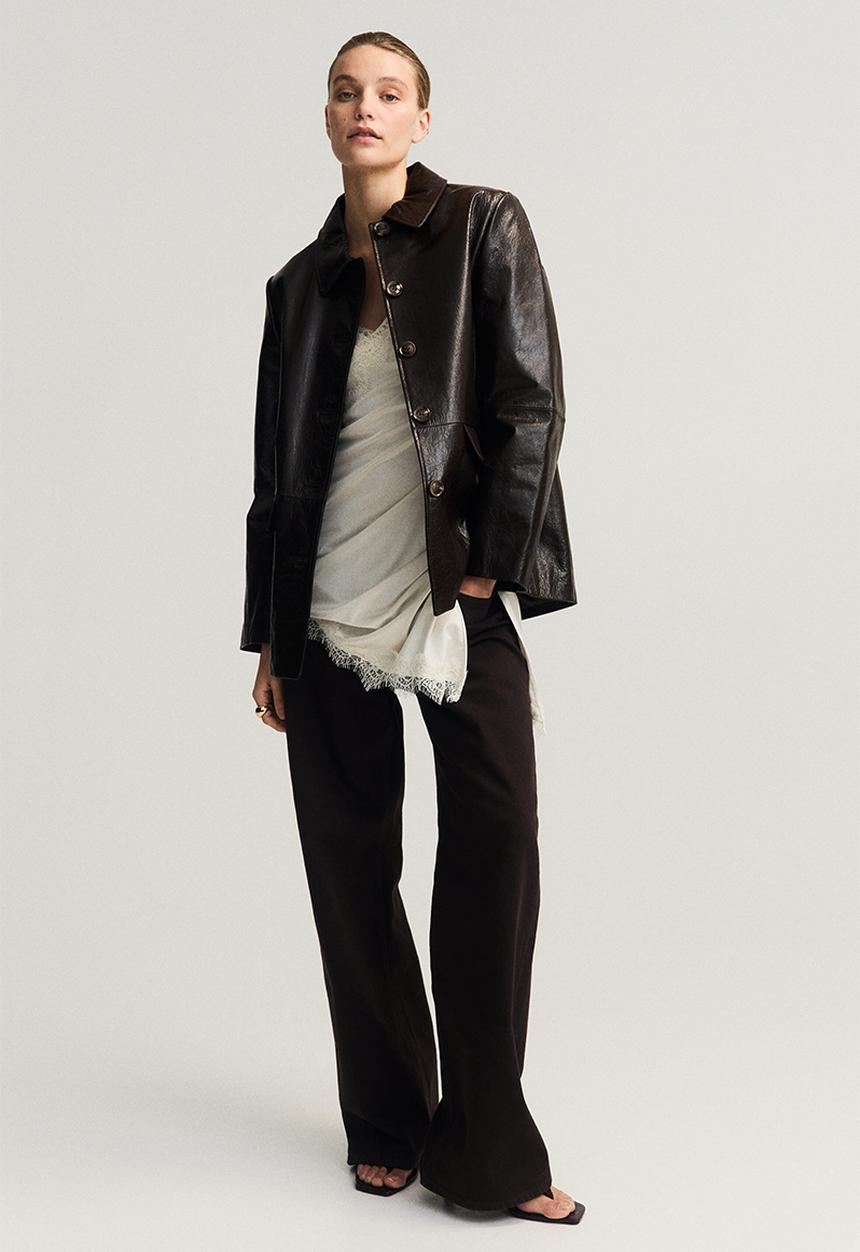 H&M - Wide high waist jeans - dark brown