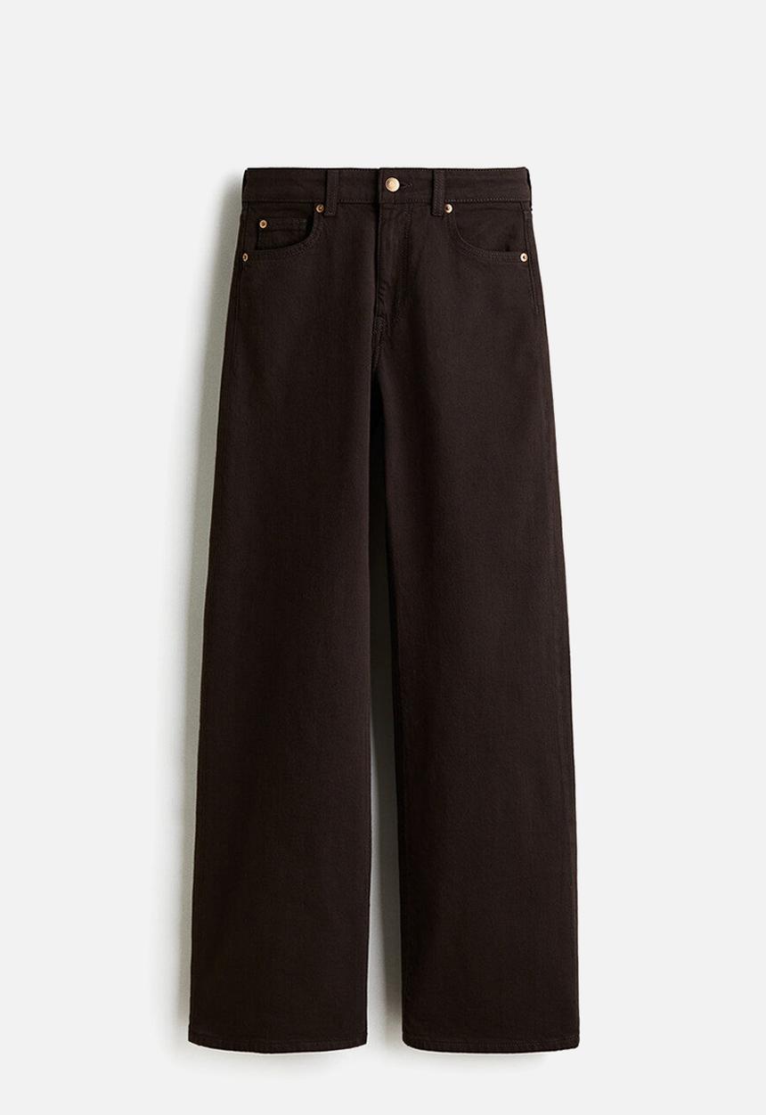 H&M - Wide high waist jeans - dark brown