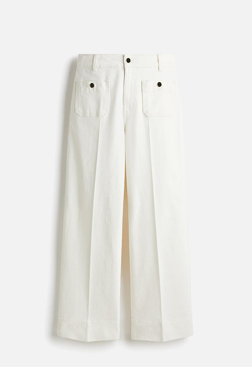 H&M - Wide high ankle jeans - white