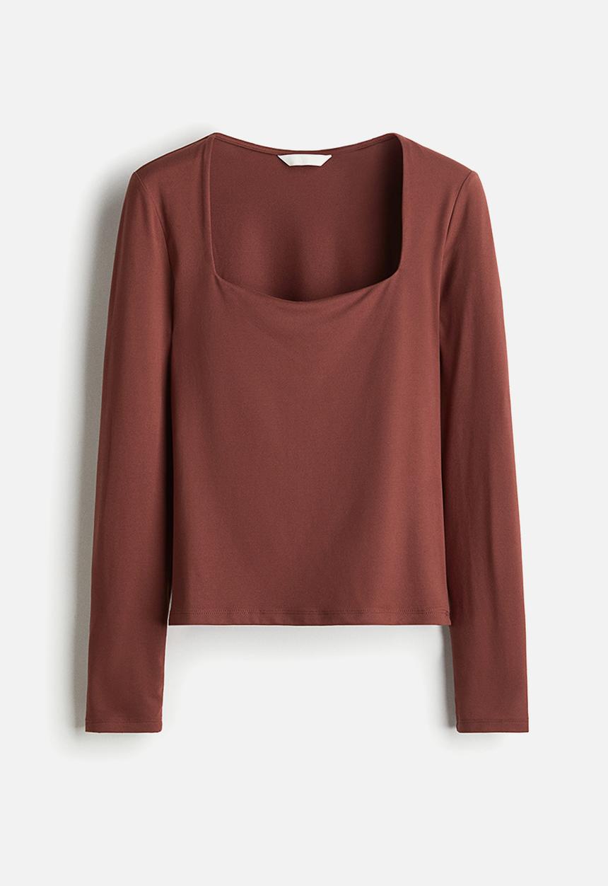 H&M - Long-sleeved jersey top - rust brown