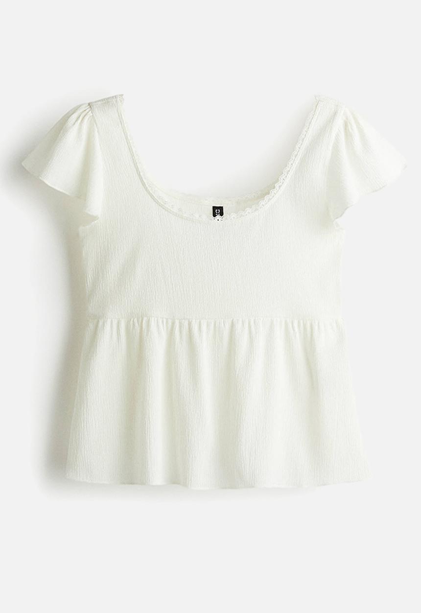 H&M - Textured jersey top - white
