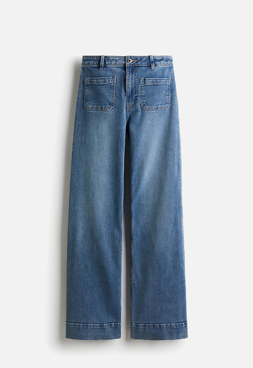 H&M - Wide high jeans - denim blue