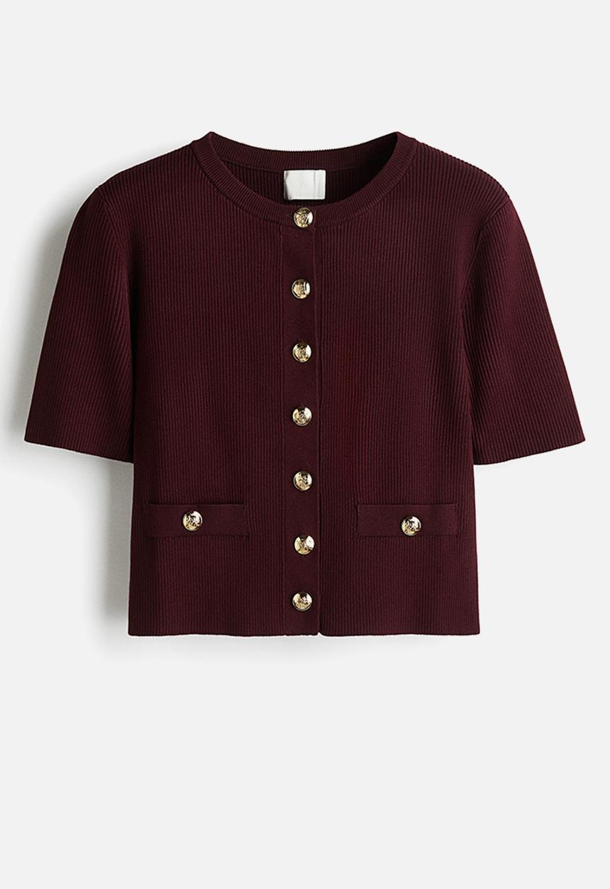 H&M - Short-sleeved cardigan - burgundy