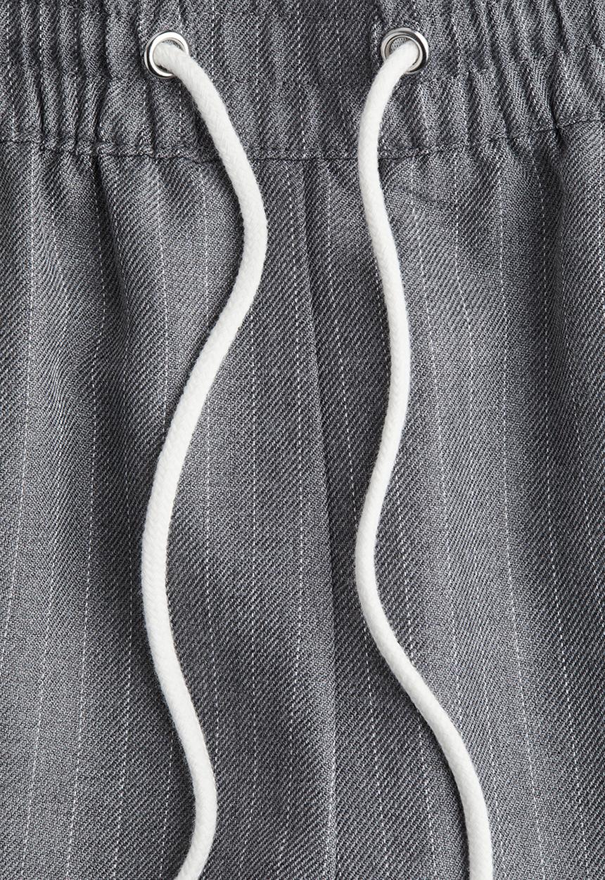 H&M - Wide drawstring trousers - grey pinstriped