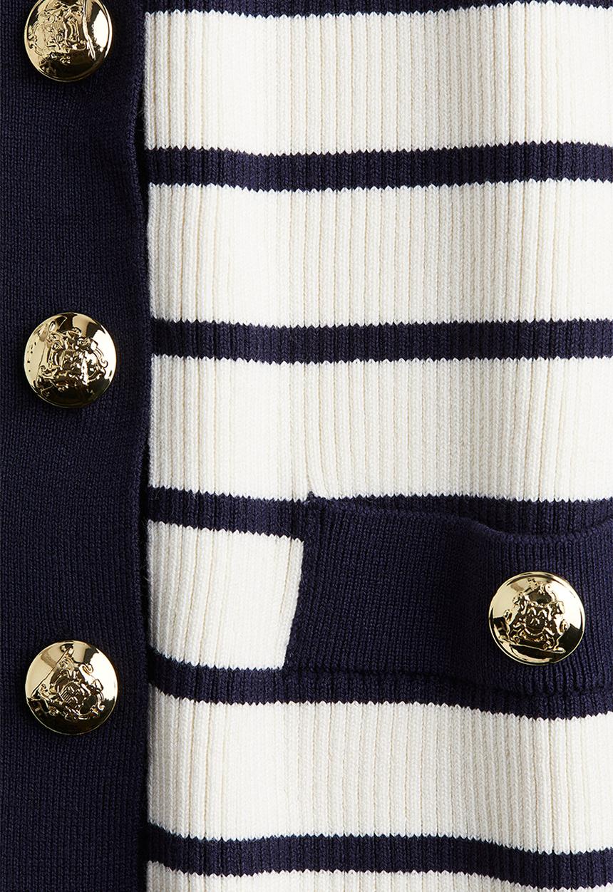 H&M - Short-sleeved cardigan - white/striped