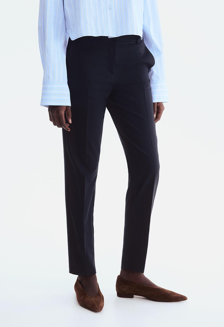 navy blue cigarette trousers Plain cigarette trousers