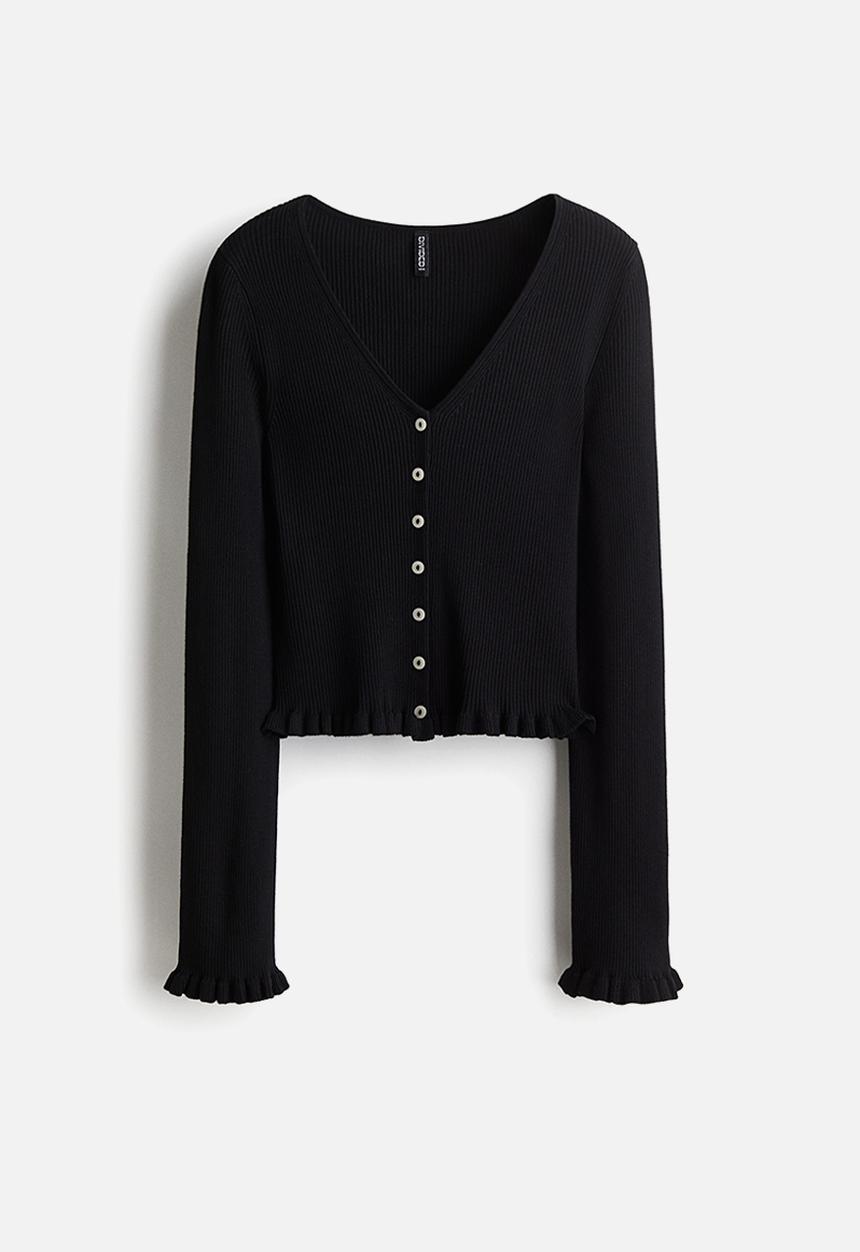 H&M - Frill-trimmed cardigan - black