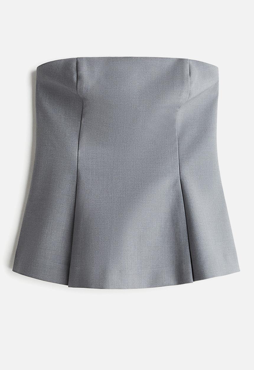 H&M - Flared bustier top - grey