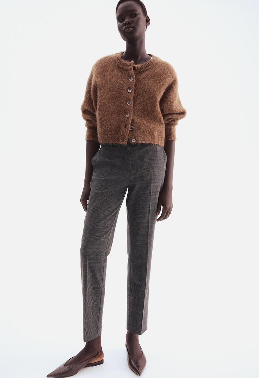 H&M - Cigarette trousers - dark grey/checked 