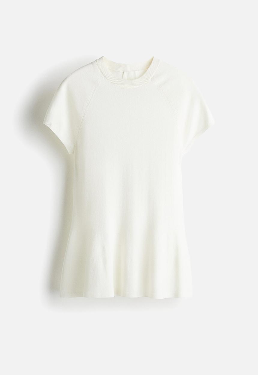 H&M - Fine-knit peplum top - cream