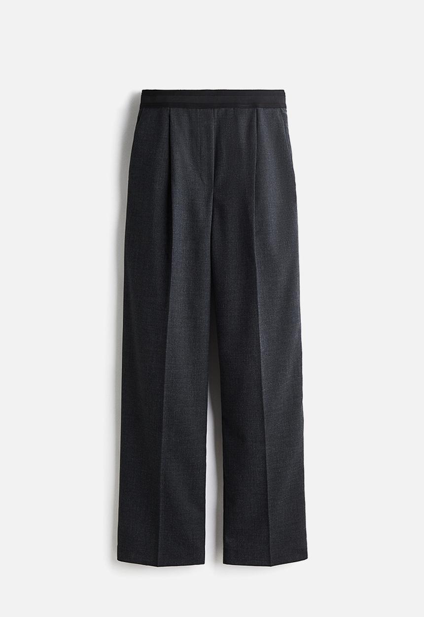 H&M - Crease-leg trousers - dark grey marl 