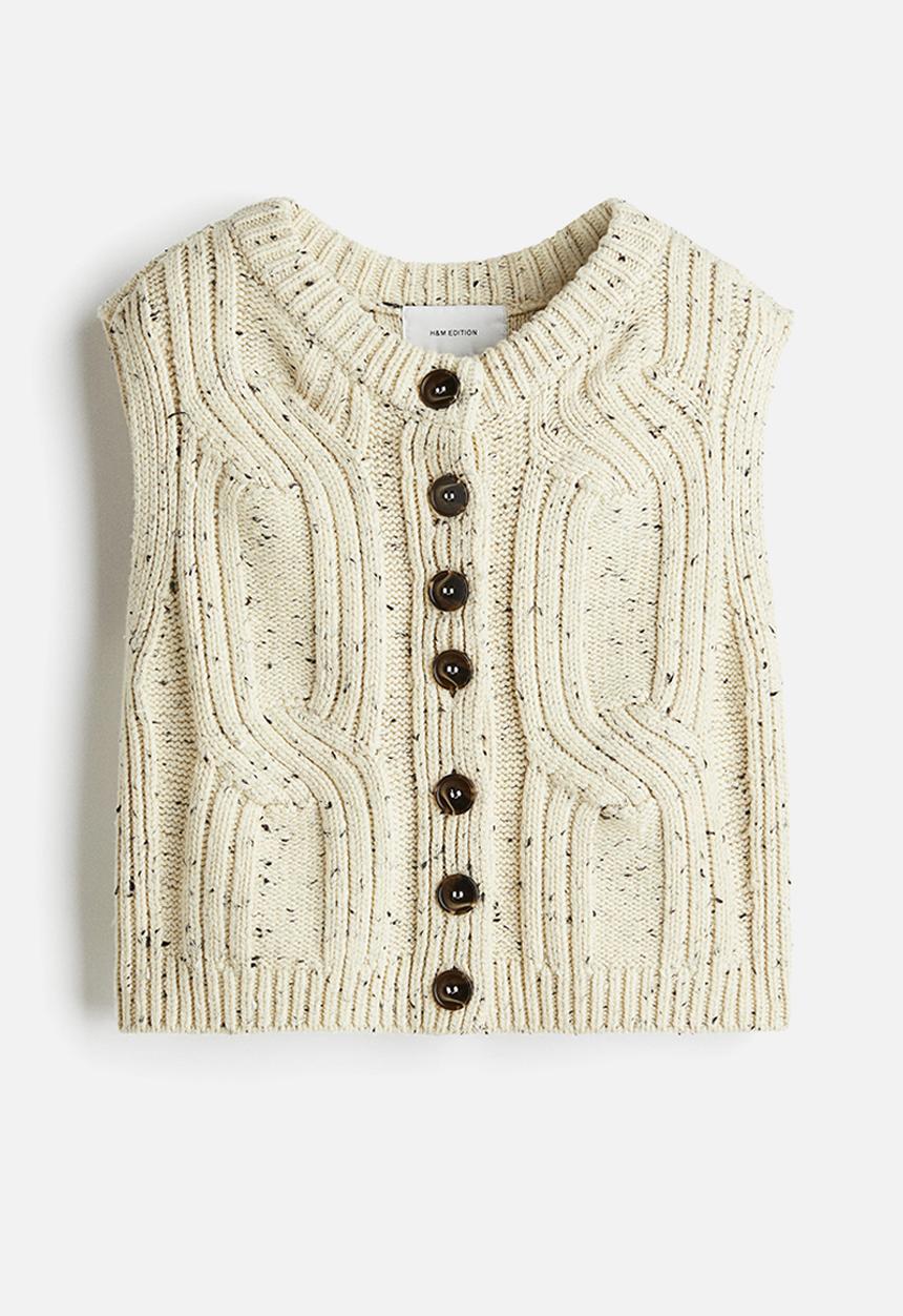 H&M - Cable-knit waistcoat - cream