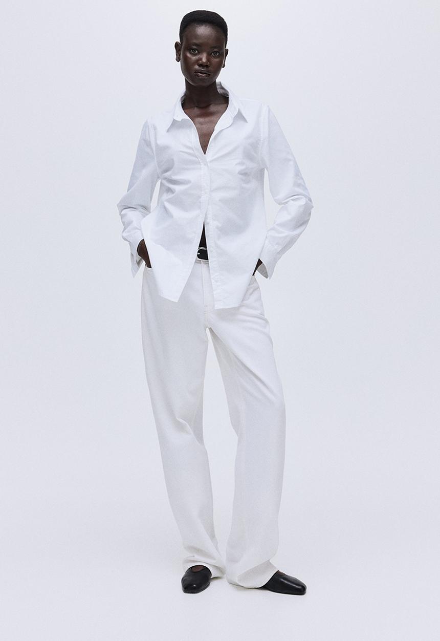H&M - Fitted oxford shirt - white