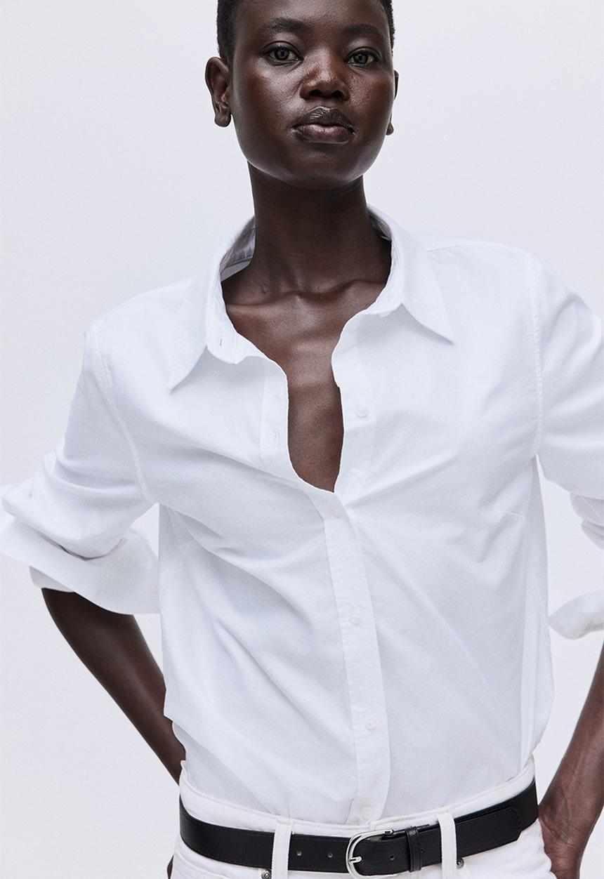 H&M - Fitted oxford shirt - white