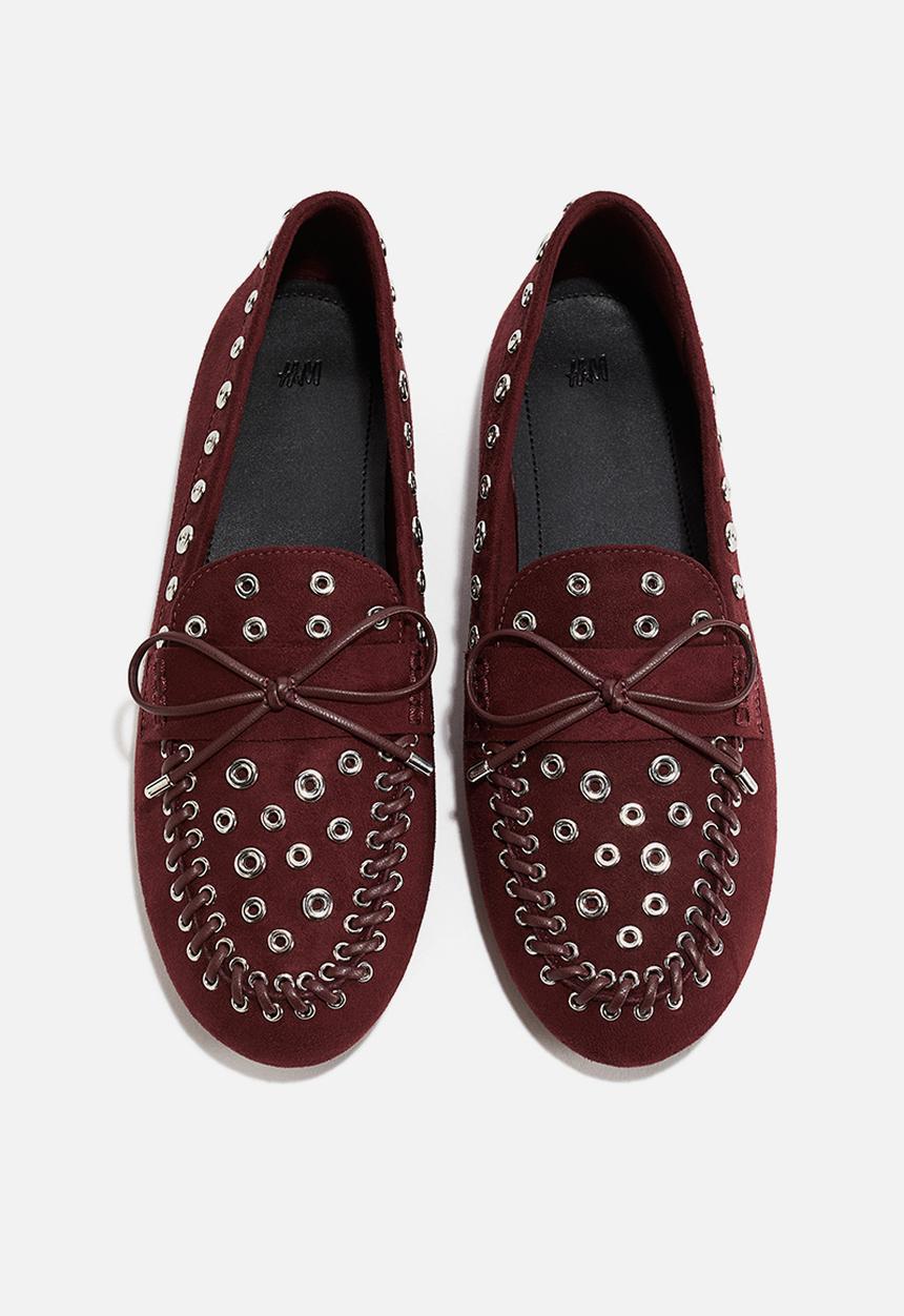 H&M - Eyelet-embellished loafers - burgundy