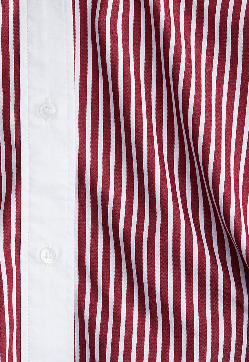 H&M - Short poplin shirt - white & burgundy striped