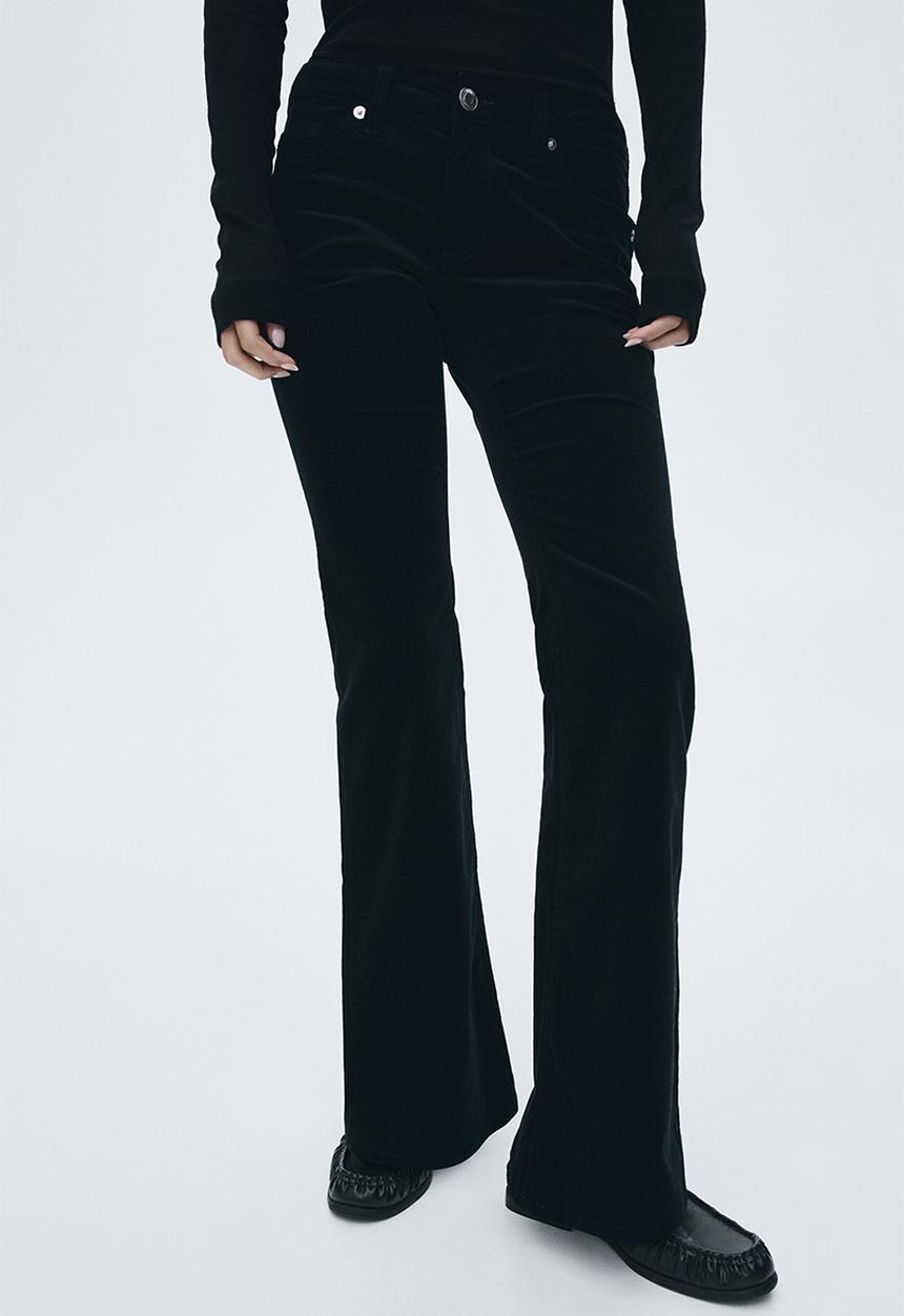 H&M - Flared corduroy trousers - black