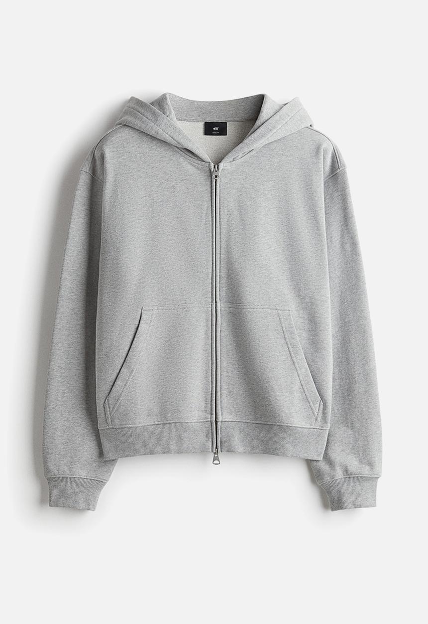 H&M - Loose fit boxy-style zip-through hoodie - grey