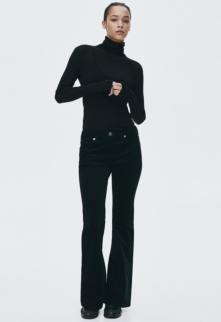 H&M - Flared corduroy trousers - black