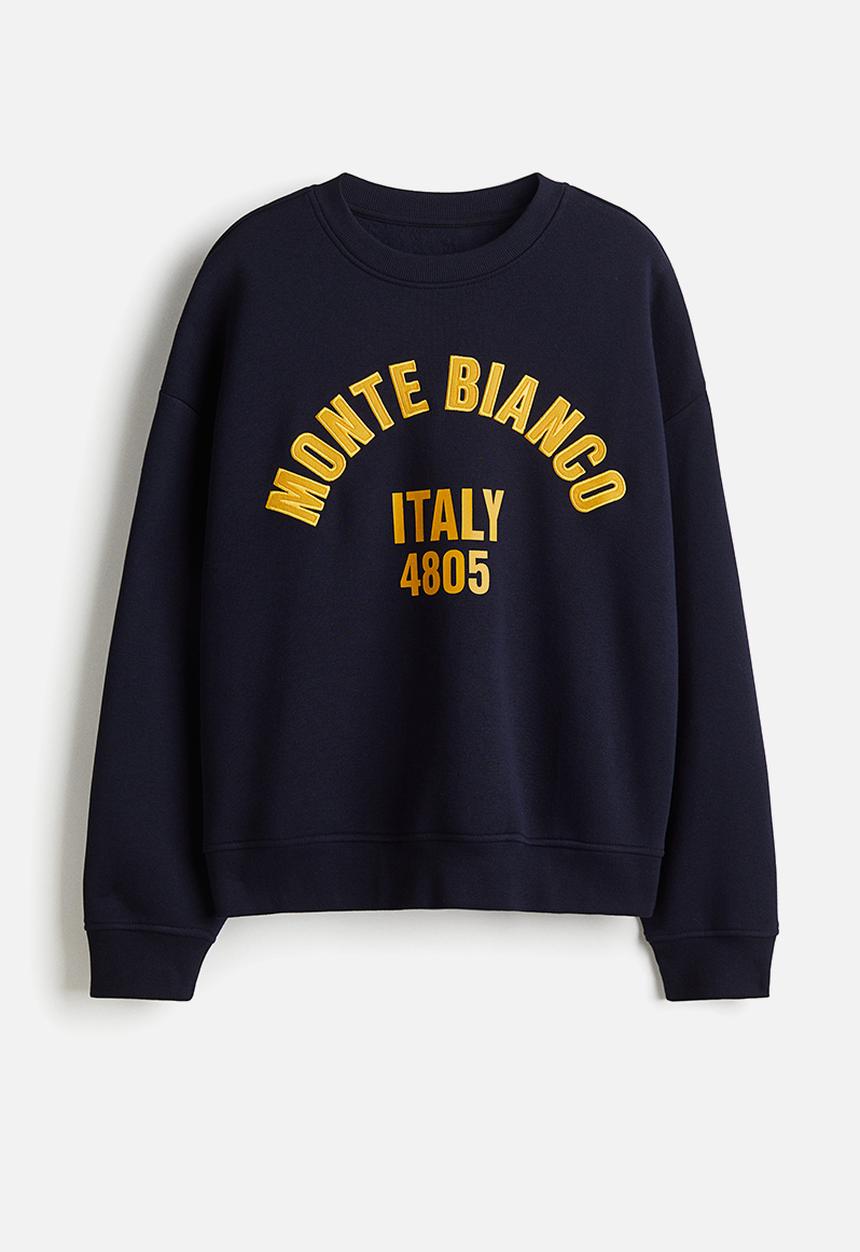 H&M - Motif-detail sweatshirt - navy blue/monte bianco