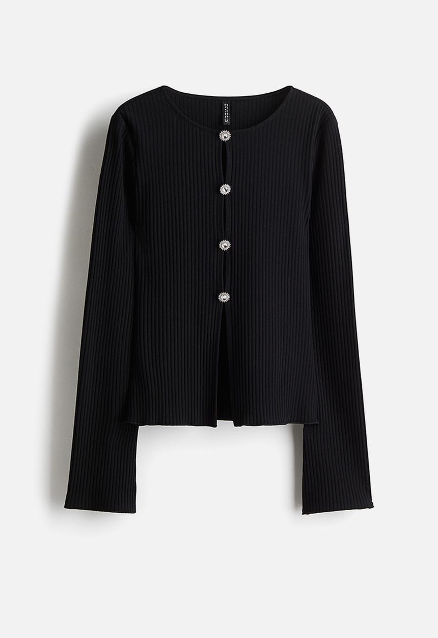 H&M - Button-detail top - black