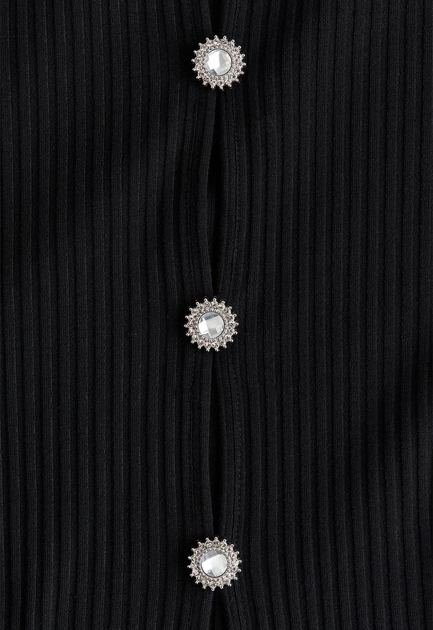 H&M - Button-detail top - black