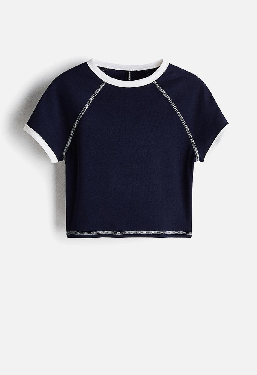 H&M - Cropped t-shirt - navy blue